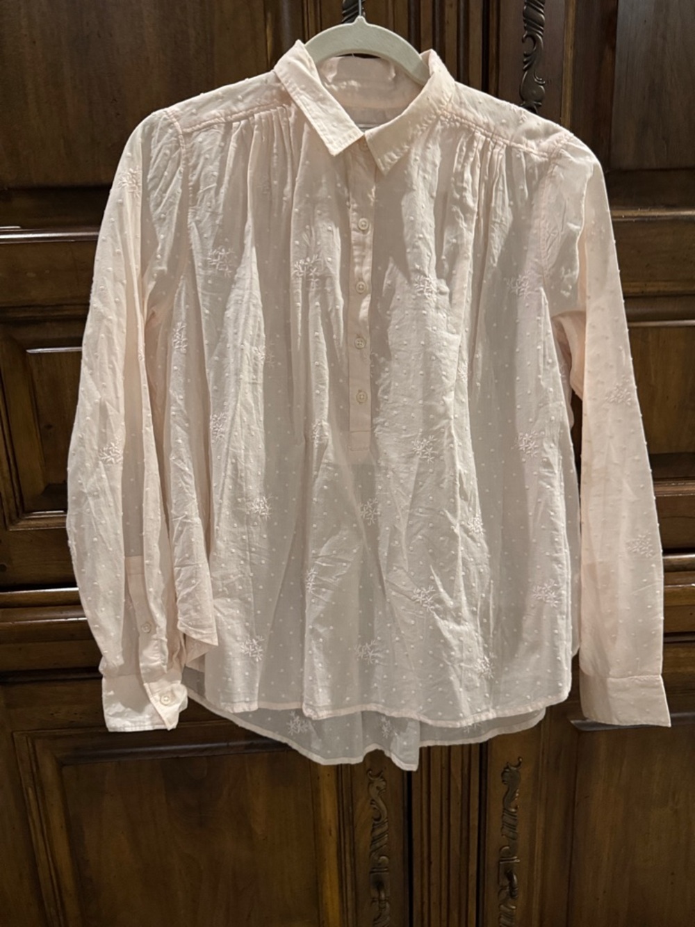 GAP Pale Peach Embroidered Button-Down Shirt - NWOT - Medium